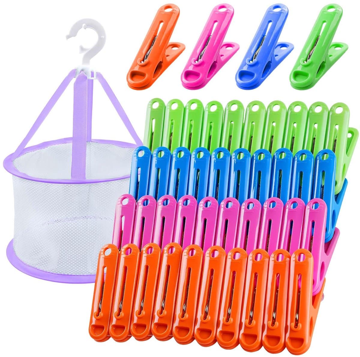 Ibenzoa® 48-delige set kleurrijke wasknijpers met mand voor veelzijdig gebruik — afbeelding 1