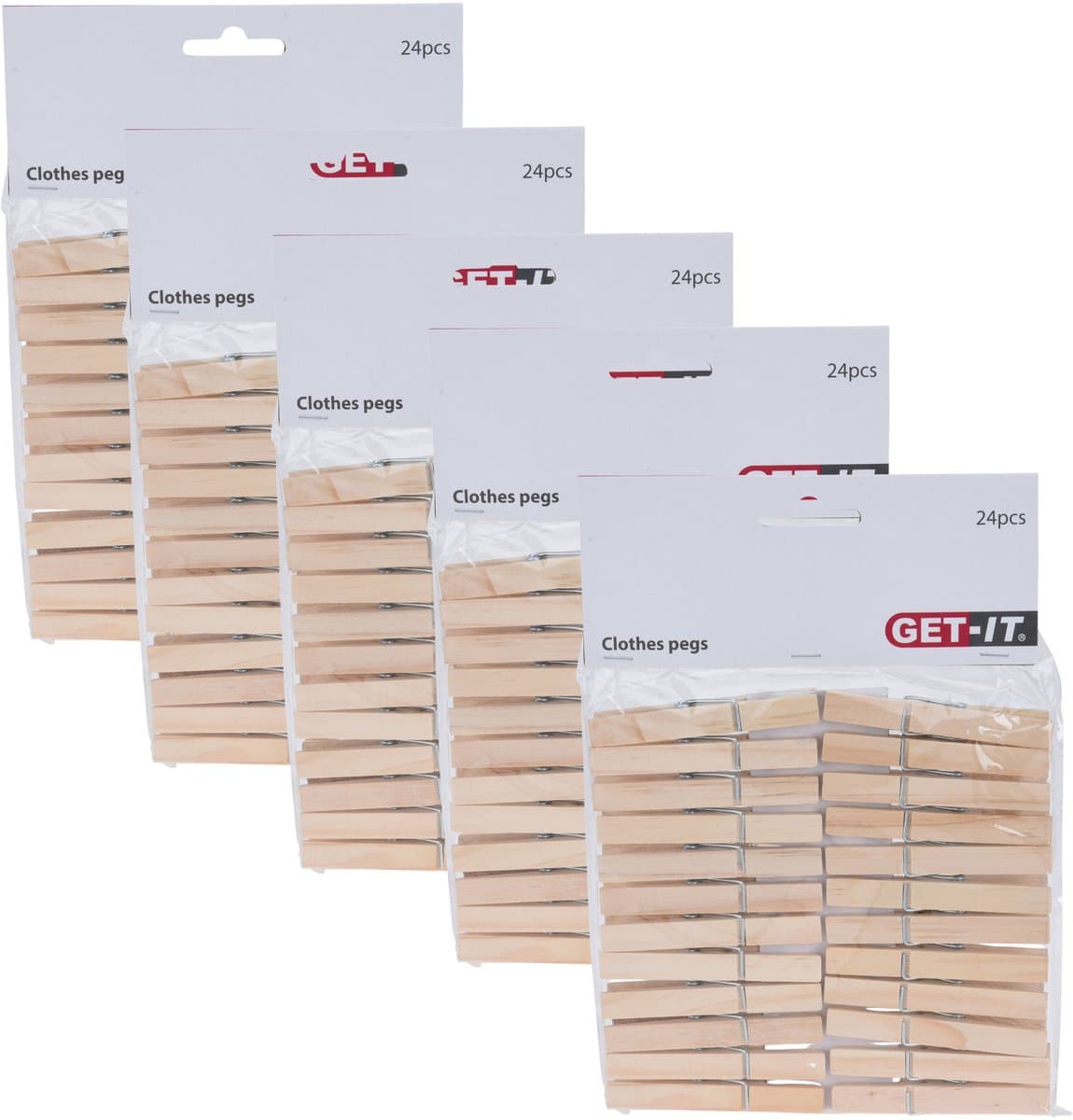 Wasknijpers naturel van hout - 120x stuks - 7,5 cm - Huishouding - De was doen - Was ophangen - wasgoedknijpers — afbeelding 1
