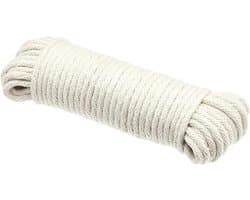 Waslijn Gevlochten Touw - Multifunctioneel Huishoudtouw - Kleding Drogen - Robuust Weerbestendig Materiaal - 20 meter - Wit