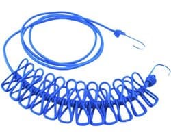 Reis Kledinglijn - Draagbaar Wasrek - Kleding Drogen - Elastisch Verstelbaar - 3 Meter - Blauw