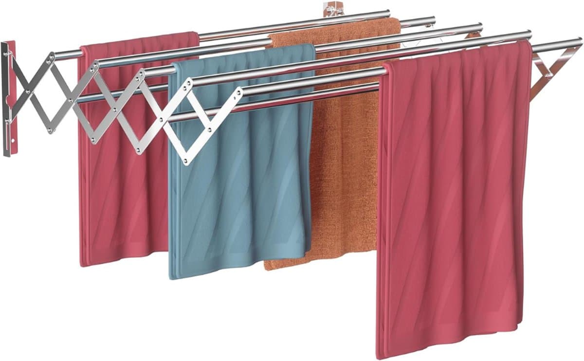 REN® Wanddroogrek Inklapbaar - Wanddroogrek - Zilver - 10cm x 42cm x 15cm — afbeelding 1