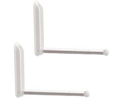 2 Stuks Wandkledingstandaard mini Inklapbaar, Wandgemonteerde Kledingstandaard, Deurhanger met Intrekbare stang voor wasgoed, slaapkamer, reishangers (wit)
