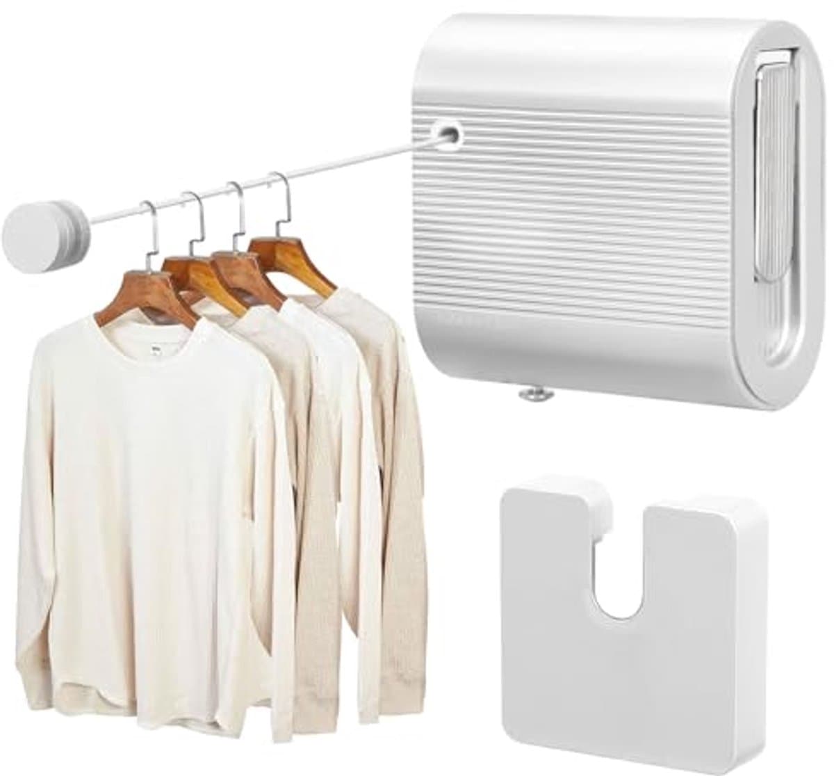 Waslijn Uittrekbaar - Wand Waslijn - Was Drogen - Anti Doorhang Design - 4.2 Meter - Wit — afbeelding 1