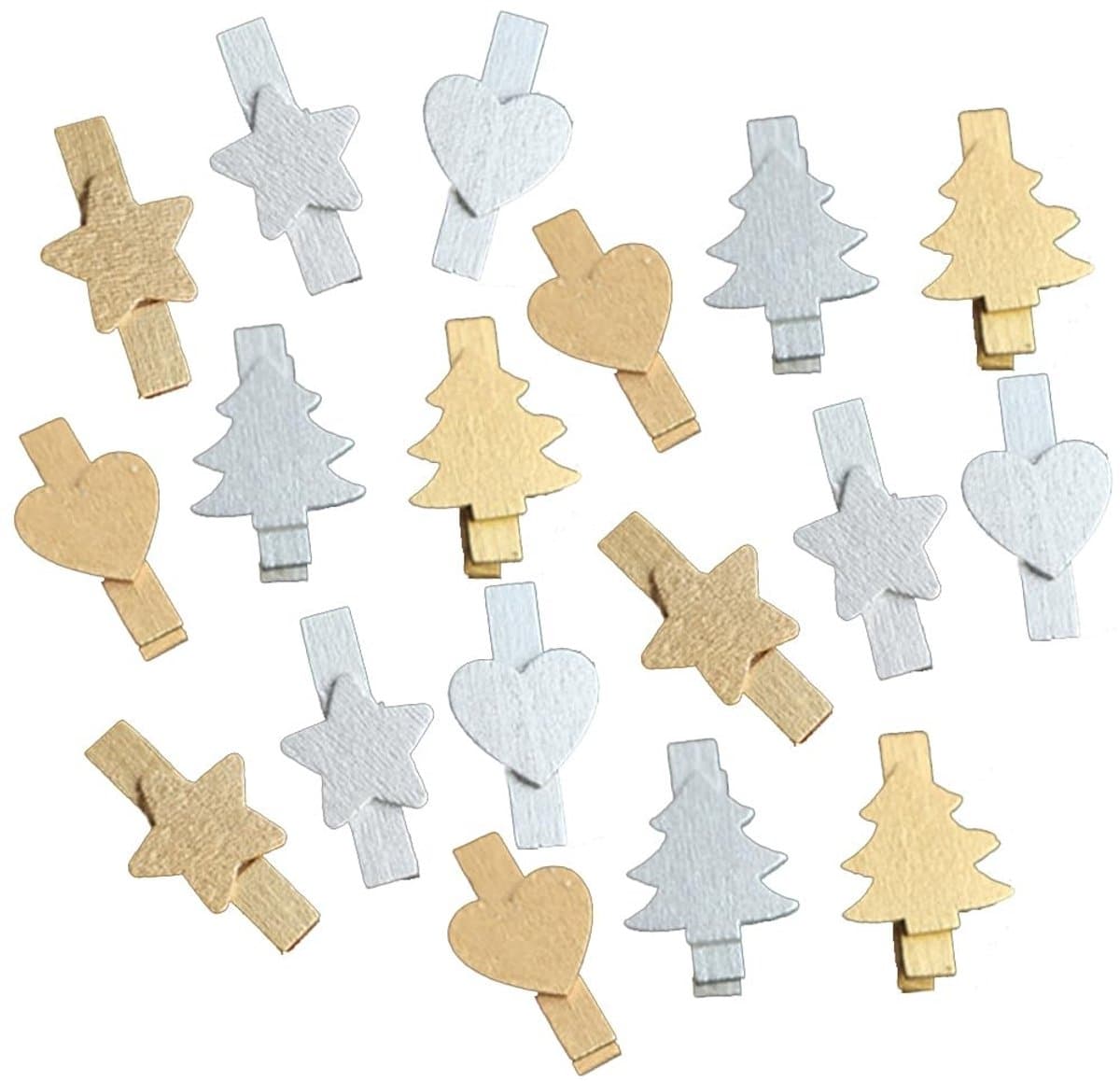Dailygoods- Houten Wasknijpers 50 Stuks - Decoratieve Klemmen - Kleine Knijpers - Houten Klemmen - Knutselklemmen - Geschikt voor Feestdecoraties — afbeelding 1