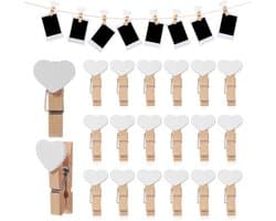 Dailygoods- Houten Wasknijpers Groot - 20 Stuks - Stevig - Mini Clips