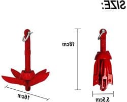 Vouwbare Grapnel Anker Kit 0.7kg voor Kano, Jetski en Paddleboard met 10m Touw en Draagtas - Rood