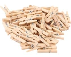 Houten Knijpers - Mini Klemmen - Decoratieve Bevestiging - Natuurlijk Materiaal - 50 Stuks - Houtkleur