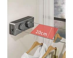 Intrekbare Waslijn - Telescopische Waslijn - Kleding Drogen - Antislip Draad - 28 cm - Grijs