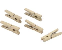 Houten Wasknijpers - Mini Clips - Foto's Ophangen - Gladde Afwerking - 300 Stuks - Houtkleur