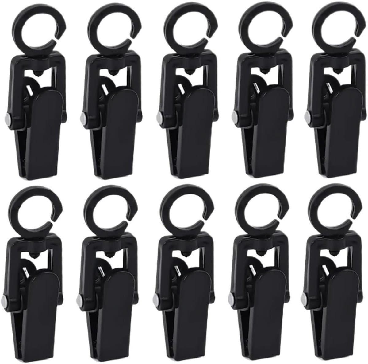Wasknijpers Hanger Clips - Plastic Pins - Kleding Ophangen - 360 Graden Draaibaar - 10 Stuks - Zwart — afbeelding 1