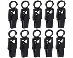 Wasknijpers Hanger Clips - Plastic Pins - Kleding Ophangen - 360 Graden Draaibaar - 10 Stuks - Zwart