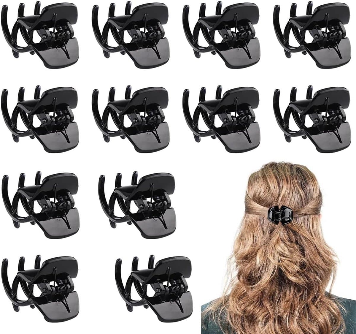 12x Middelgrote Zwarte Haarklemmen – Sterke Antislip Haarspeld voor Dik Haar Dames & Meisjes (3,3 cm) — afbeelding 1