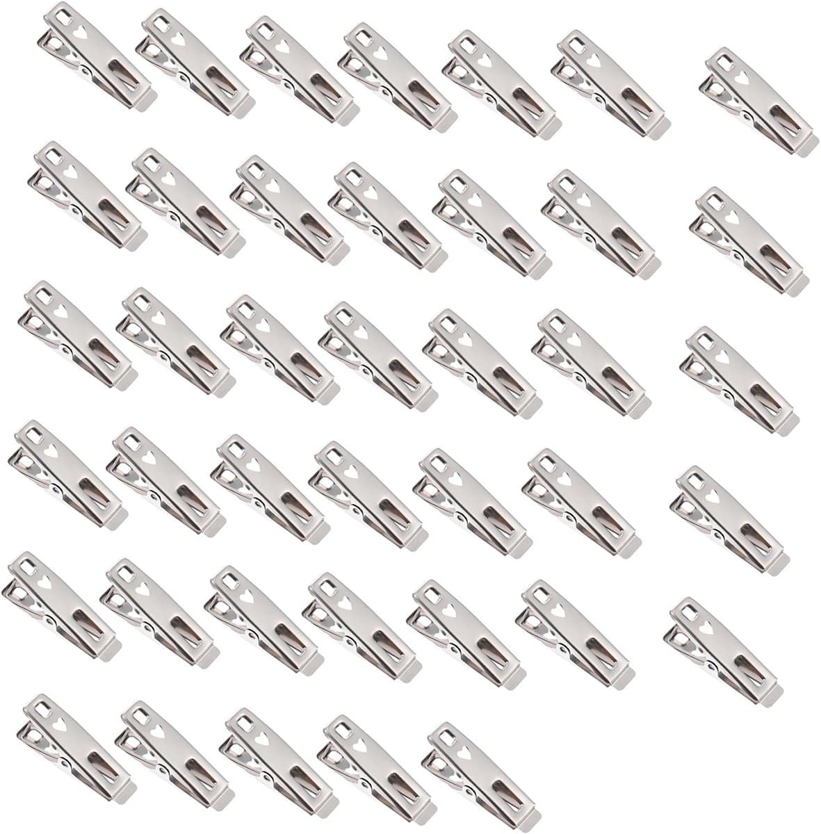 40 Stuks - Wasknijpers - 5*2 cm - Zilver - Roestvrij staal - Knijpers - Sokclips - Winddichte clip - Multifunctionele clip - Draagbare clip - Verdikte clip — afbeelding 1