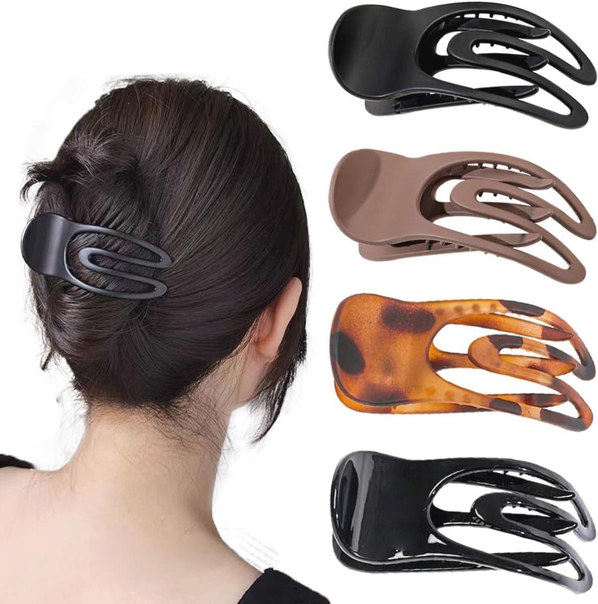 Franse Platte Haarspeldjes 4 stuks - Gebogen Klauw Clips voor Vrouwen - Sterke Hold en Geen Slip Grip - Haarklemmen voor Volume en Styling — afbeelding 1