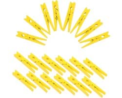 EGoods - Set van 30 bamboe wasknijpers voor de waslijn in natuurlijke houtkleur met geel accent