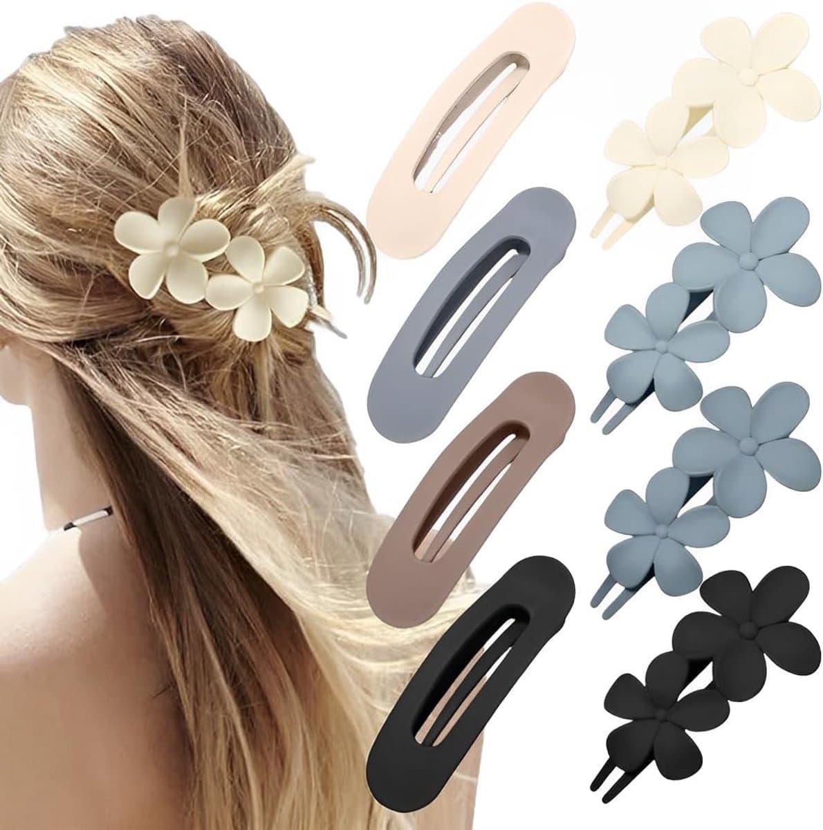 8 Platte Haarspelden met Sterke Grip - Antislip Klemmen voor Dik en Dun Haar — afbeelding 1