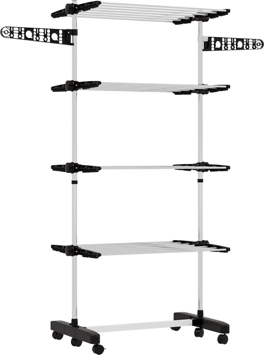 4goodz Wasrek Opvouwbaar met 5 niveaus - 6 wielen - 30 kg droogruimte — afbeelding 1