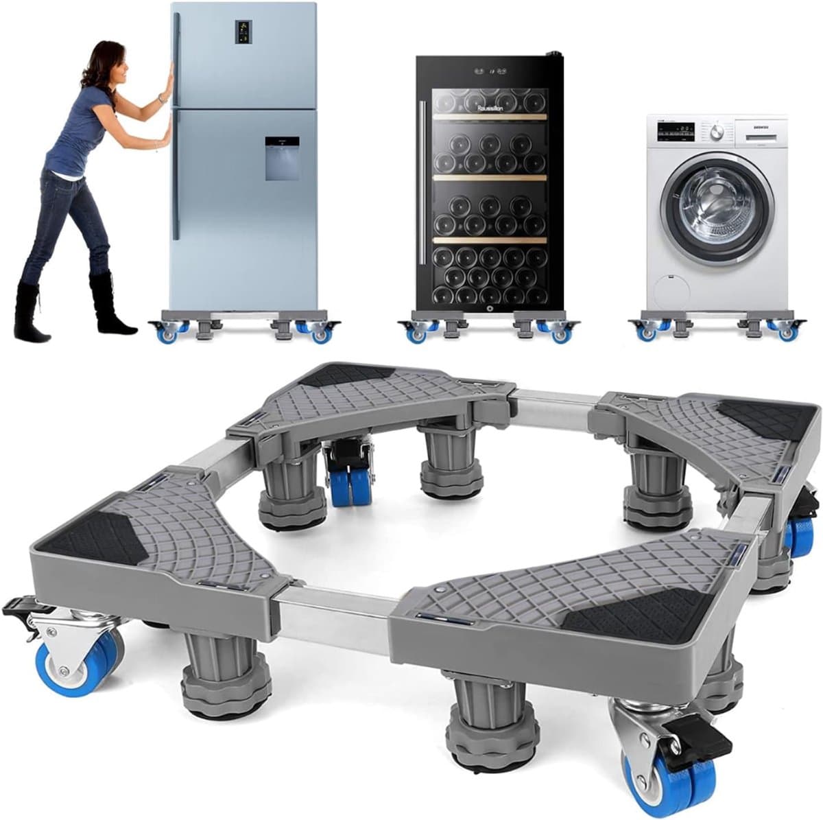 SNJY® Wasmachine Verhoger - Wasmachine Kast - Wasmachine Ombouw - 42B-66B x 10H-13H cm - Grijs — afbeelding 1