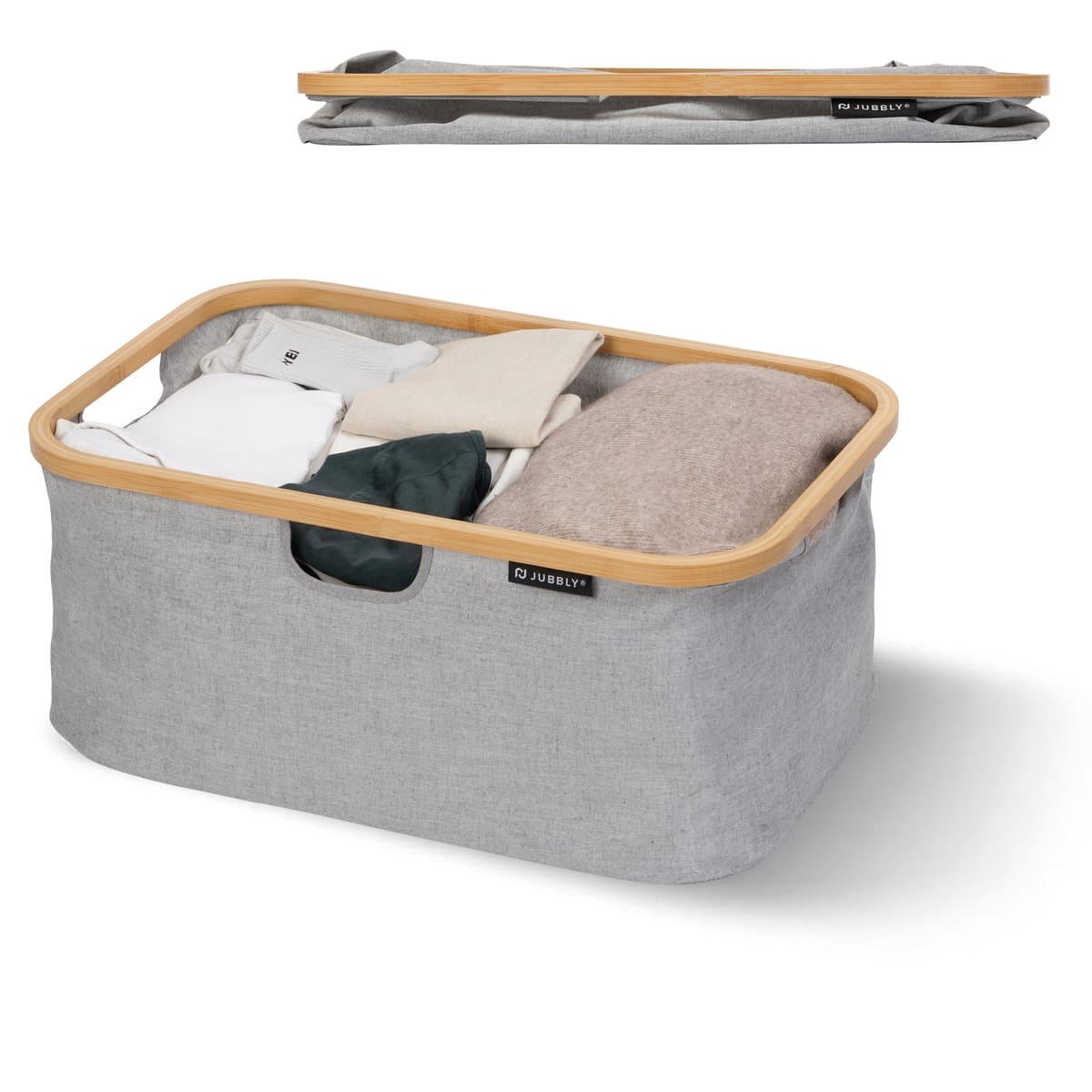 Jubbly® - Wasmand opvouwbaar - Wasbox - Heupwasmand - 45 Liter - Stof - Beige — afbeelding 1