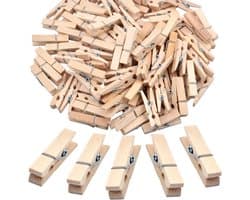 100x Kleine Houten Knijpers voor Knutselen, Foto's en Decoratie (3,5 cm)