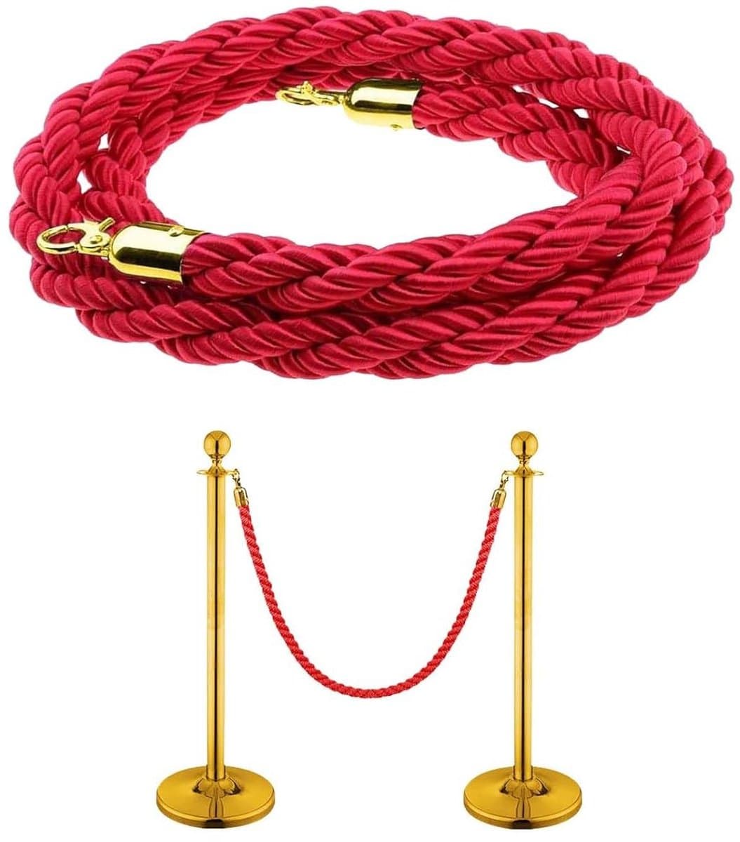 Allecto Plus - Afsluitkabel van 15 meter - Rood - Met haken - Persoonlijksysteem - Geschikt voor hotels en supermarkten - Openbare plaatsen - Beveiligingssysteem - Accessoire voor afsluiten - Duurzaam materiaal — afbeelding 1