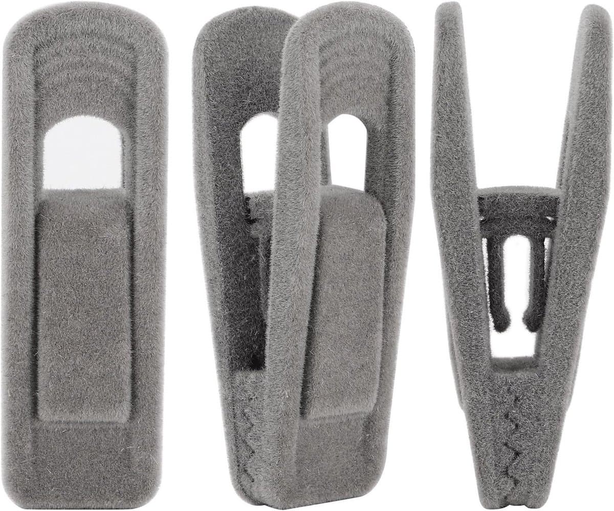 Klem - Fluwelen kledinghangerklemmen - 20 stuks antislip kledinghangerklemmen - sterke kledinghangerklemmen - verwijderbare kledingklemmen - grijs — afbeelding 1