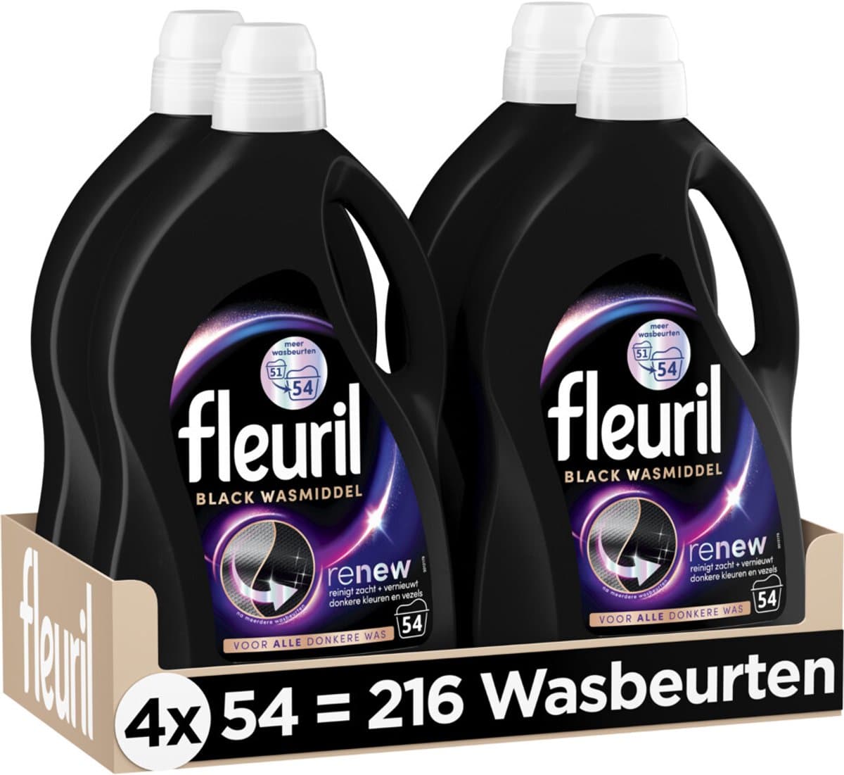 Fleuril Wasmiddel 54 wasbeurten Black - 4 x 2,430 liter - Voordeelverpakking — afbeelding 1