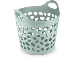 Plasticforte Flexibele wasmand/opbergmand - rond - groen - 35 liter - D40 x H39 cm