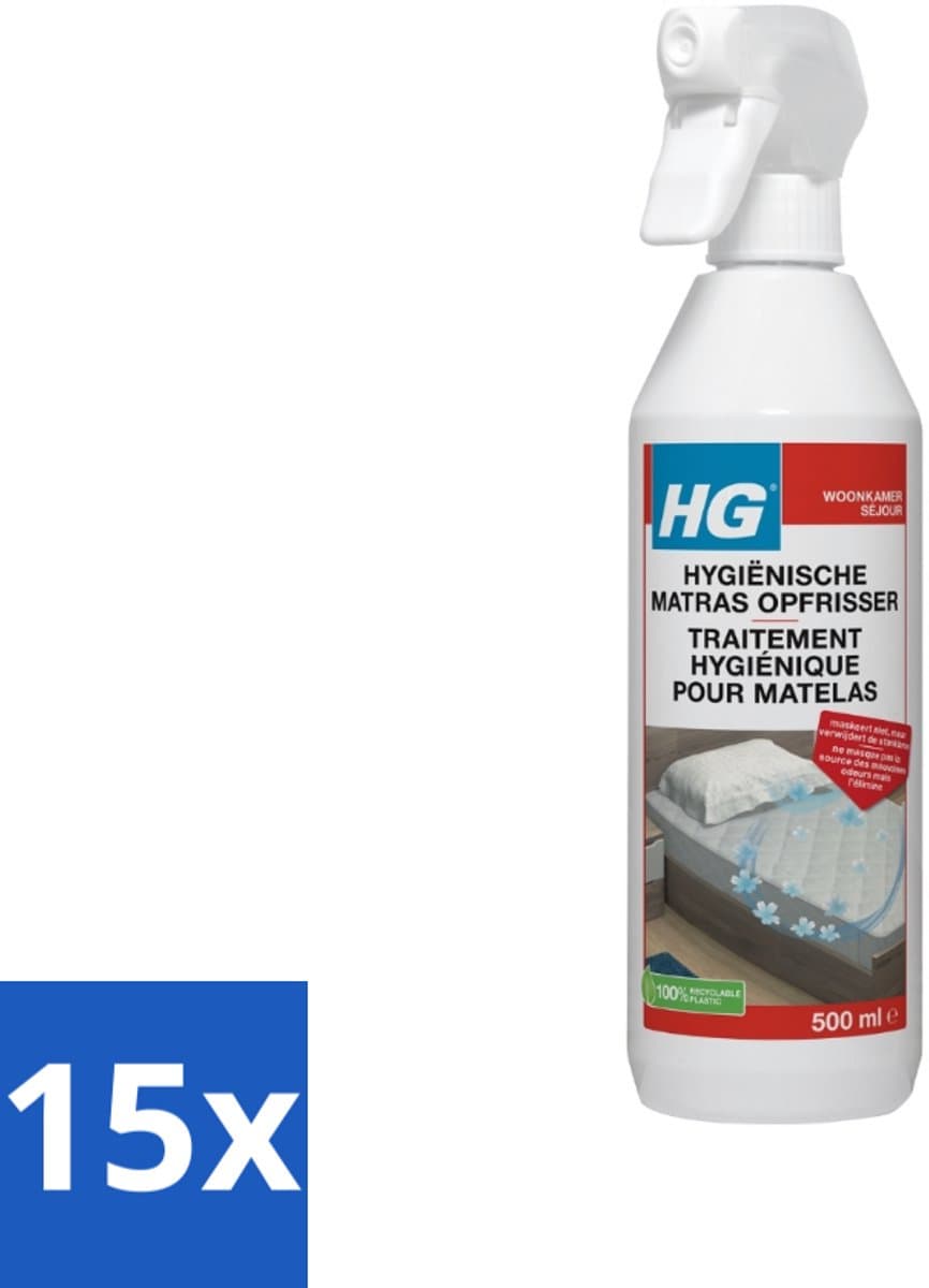 HG - Hygiënische Matras Opfrisser - Werkt Na 30 Minuten - Neutraliseert Nare Geurtjes - 500 ml - Bulkverpakking - 15 stuks — afbeelding 1