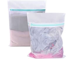 Grote wasnetten voor delicate kleding, 2 stuks, 90x110 cm, wit, rits, polyester gaas