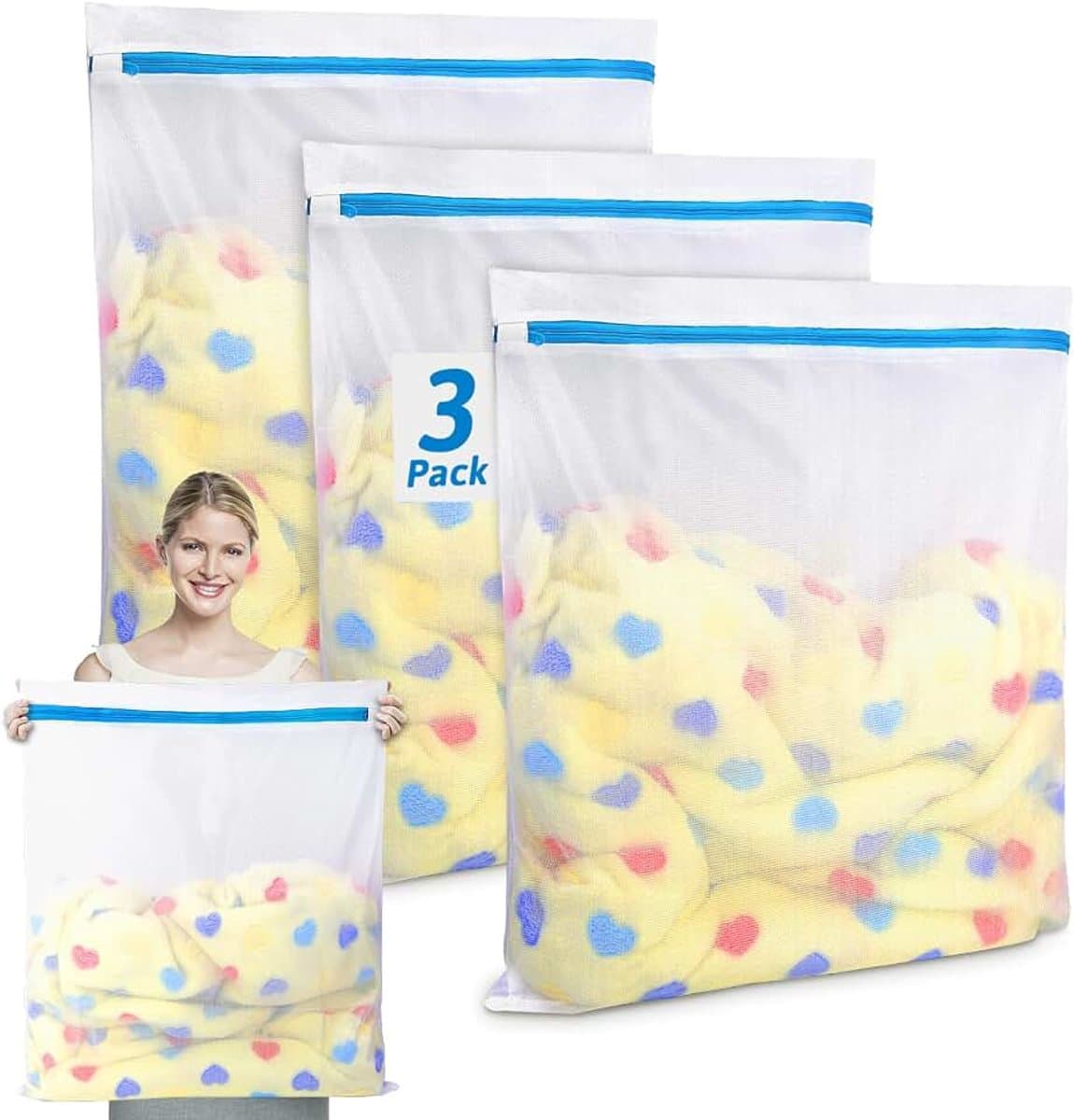 Waszakken, wasnet voor wasmachine, waszak, vuile was, voor reizen, waszak, laundry bag voor beha, ondergoed, schoenen, babykleding, kussens, pluche dieren, waszak — afbeelding 1
