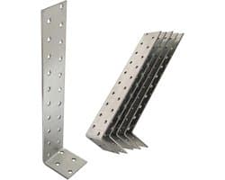 SnelShoppen - 5 x Platte Ankers (200x40x40 mm) Hoekverbinding van Gegalvaniseerd Staal, Corrosiebestendig, 24 Gaten, Voor Constructie en Verbouwing