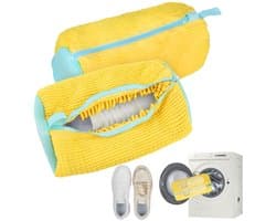2 stuks schoenwaszakken, wasmachine, multifunctionele beschermende sneakers, waszak, herbruikbare waszak, schoenen voor alle soorten schoenen en maten (geel)
