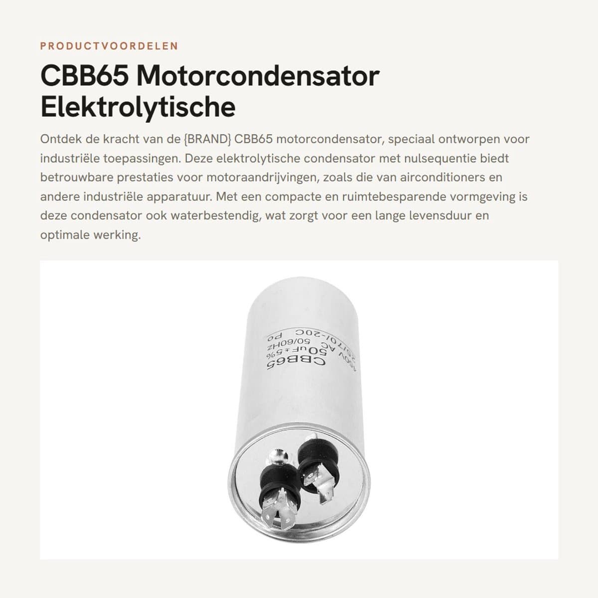 Dailygoods - CBB65 Motorcondensator - Elektrolytische Condensator - Ruimtebesparend en Waterbestendig - 450V 50UF - Geschikt voor Industriële Apparatu... — afbeelding 1