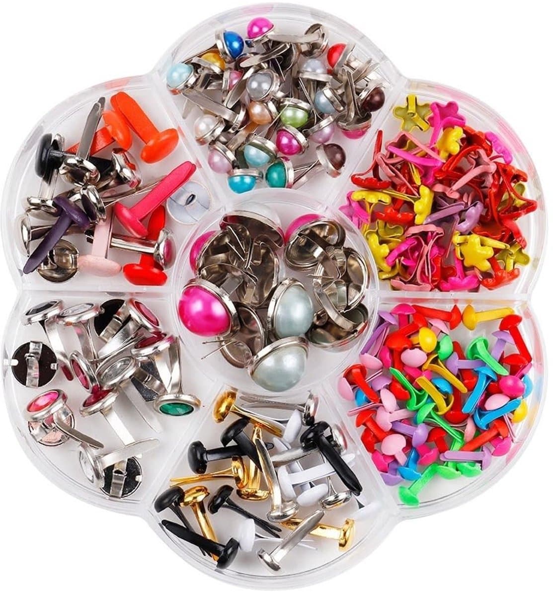 Dailygoods- Patroonklemmen 100 stuks - Mini Ronde Klemmen - Bevestigingsset - Kleurrijke Sluitklemmen - Lichtgewicht Metaal - Voor Knutselen/Scrapbooking - Brads — afbeelding 1