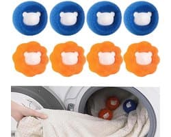 Wasmachine haarvangers 8 stuks - herbruikbare ballen - nylon en PP - verwijdert dierenharen uit kleding - SnelShoppen