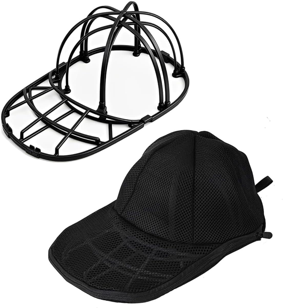 Honkbalpet set 2 stuks - zwarte dubbellaagse hoedhouder - wasmachine en opslag - beschermt tegen vervorming - ShopVlot — afbeelding 1