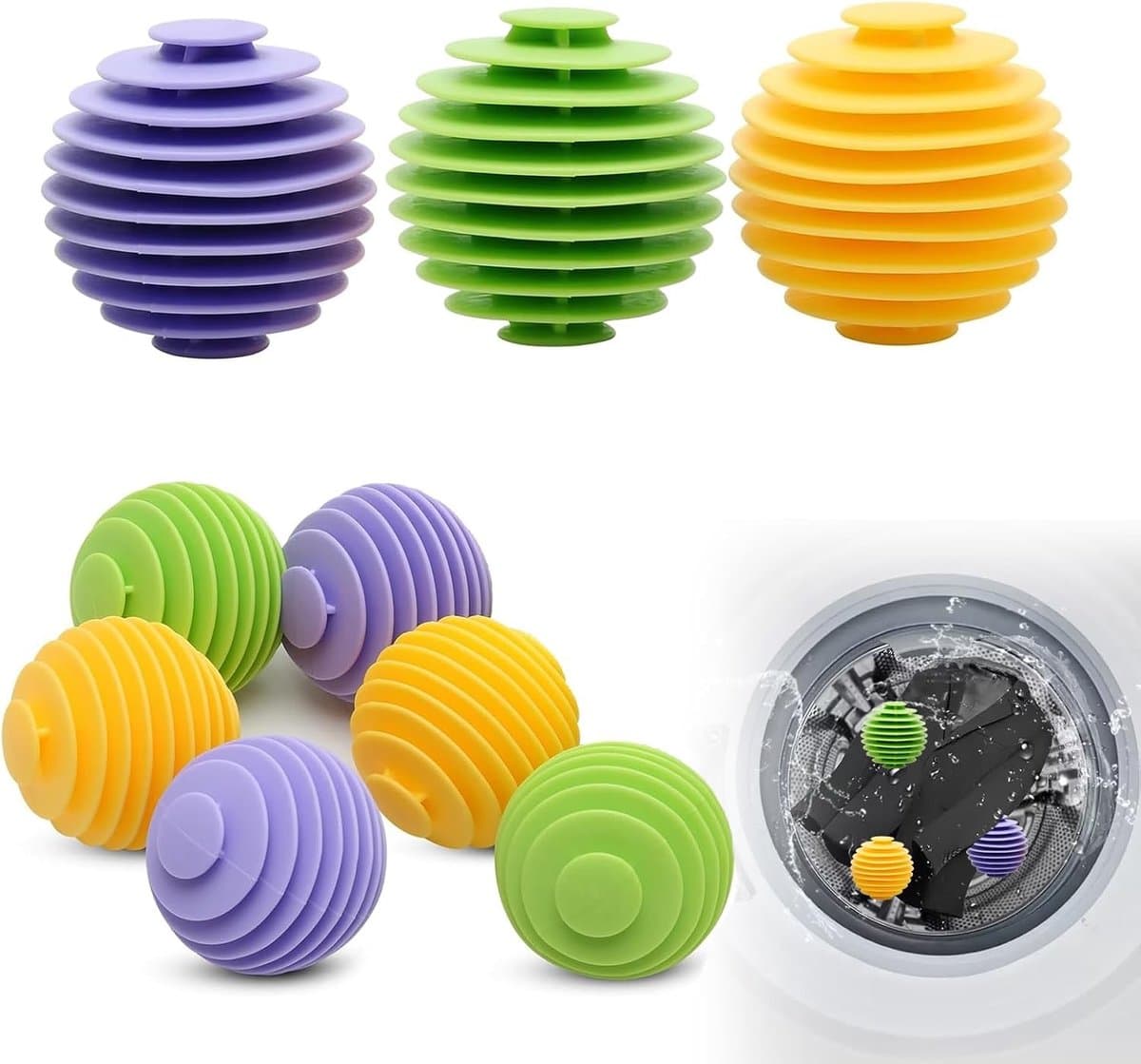 Drogerballen - Wit - 9 stuks - Herbruikbare PVC Ballen - Voor Wasmachine en Wasdroger — afbeelding 1