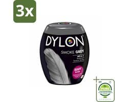 3 x DYLON – Textielverf Pods – Smoke Grey – 350 g - Grootverpakking - Textielverf - Wasmachine - Kleurstof - Katoen - Linnen