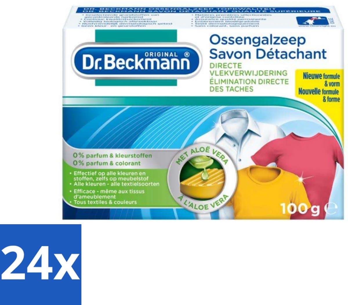 24 x Dr.Beckmann - Vlekkenverwijderaar - Ossengalzeep Met Aloë Vera - Witte en Gekleurde Was - 100g - Vlekkenverwijderaar - Vlekken Uit Kleding - Tapijt Schoonmaken - Meubels Schoonmaken - Aloë Vera — afbeelding 1