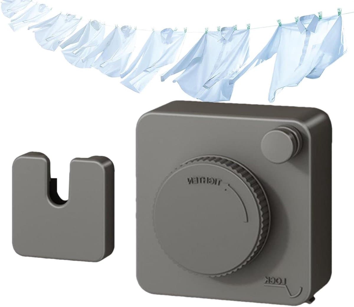 Uittrekbare Waslijn - Waslijn Binnen - Ruimte Besparen - Zonder Doorhangen - 48 Meter - Zwart — afbeelding 1