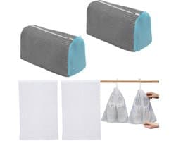 Dailygoods - Set van 2 waszakken voor schoenen, wasmachine, schoenentas met 360° reinigingsdons, 4 stofzakken, herbruikbaar, pluisvrij, waszak voor sportschoenen (grijs)