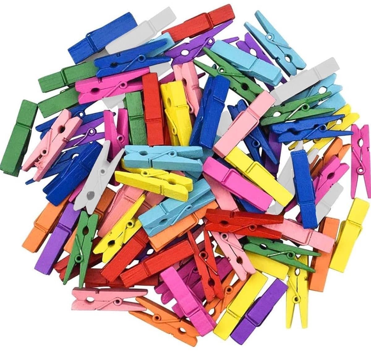 Dailygoods- Wasknijpers Houten - Mini Knijpers - 120 Stuks - Gekleurde Wasknijpers - Creatief Organiseren - Decoreren en Personalizen - Miniknijpers — afbeelding 1