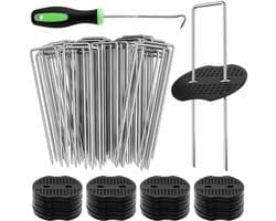 Dailygoods- Grondankers 50 Stuks - Haringen Onkruiddoek - Sluitringen - Roestvrij Staal - Herbruikbaar - Geschikt voor Tuin - Tuinankers