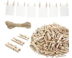 Dailygoody - Mini Houten Knijpers - Decoratieve Fotoklemmen - Set van