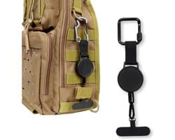 SnelShoppen - Uittrekbare Telefoonbescherming met Carabiner, Diefstalbeveiliging met Stalen Kabel voor Buitenactiviteiten, Winkelen, Fotografie en Dag