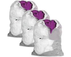 SnelShoppen - Large 3 Pack XXL 60 x 90 cm Wasnet voor Wasmachine met Trekkoord, Waszak voor Kleding, Gordijnen, Jassen, Handdoeken en Tapijten