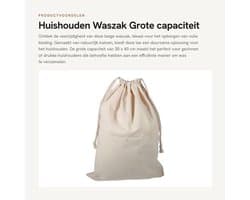 Waszak Grote Capaciteit - Katoenen Waszakken - Waszak met Trekkoord - Eco-vriendelijk - 30 x 40 cm - Beschermt tegen Geur - Opbergtas