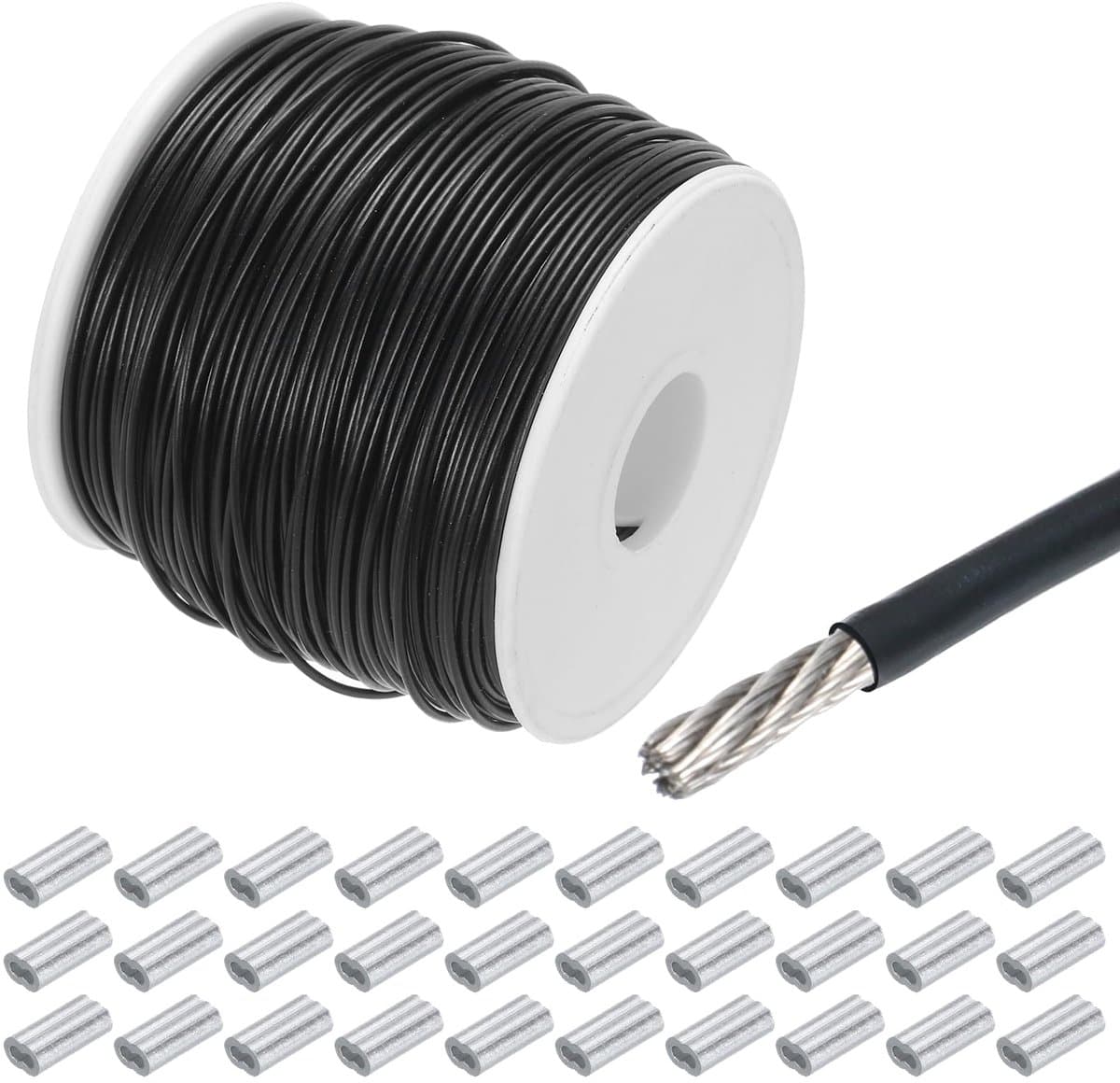 Dailygoods - 100m Rvs Kabel met 30 Aluminium Moffen voor Waslijn en Decoratie — afbeelding 1
