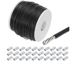 Dailygoods - 100m Rvs Kabel met 30 Aluminium Moffen voor Waslijn en Decoratie
